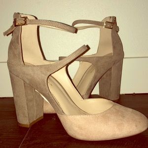 BCBGeneration nude suede pumps, size 8.5